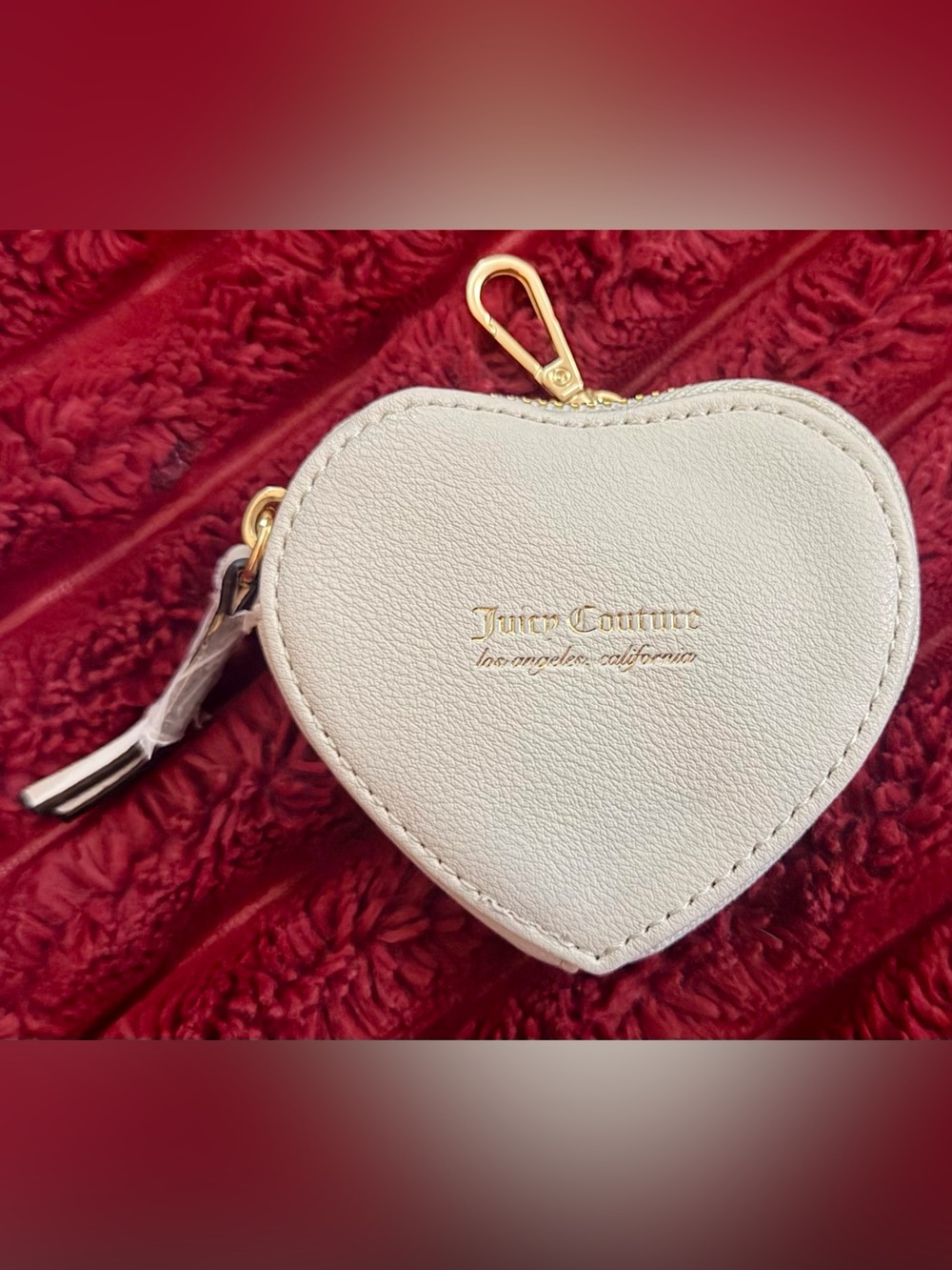 Juicy Couture Cream Heart Mini Bag with Gold Hardware